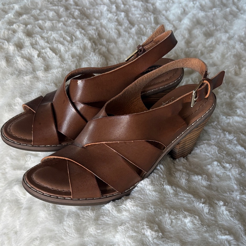 Dr. Scholl's Brown Strappy Leather Slingback Sandals